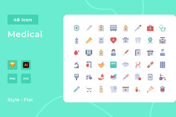 Medical Flat Style Icon Pack