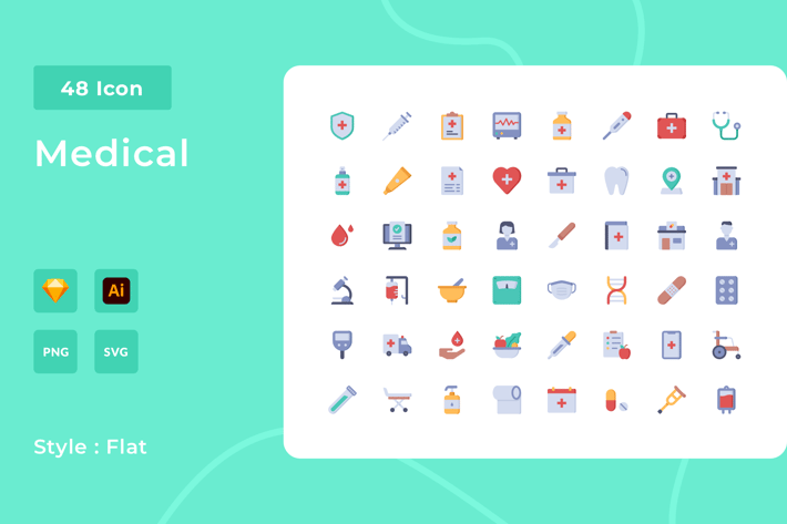 Medical Flat Style Icon Pack