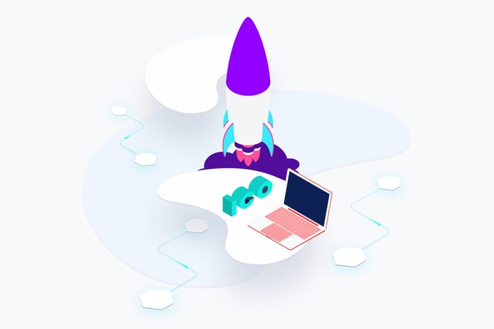 Blockchain Platform ICO Rocket Isometric