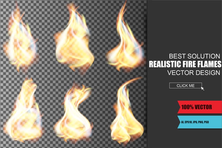Realistic Fire Flames Vector