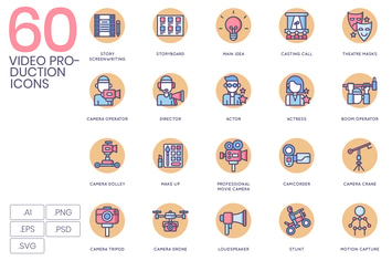 60 Video Production Icons 