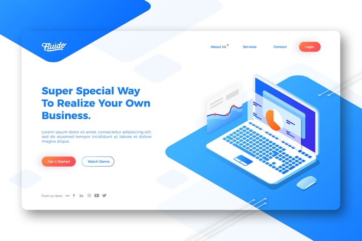 Technology website hero header template