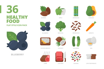 Healthy Food Flat Style Icon Set
