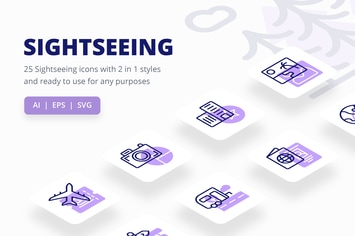 Sightseeing Icons (Line and Solid)