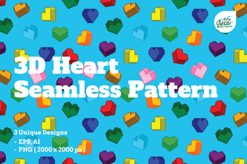 3D Heart Seamless Patterns