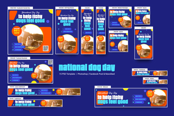 National Dog Day and Pet Care Banners Ad