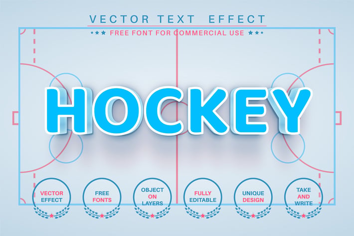 Hockey - editable text effect,  font style