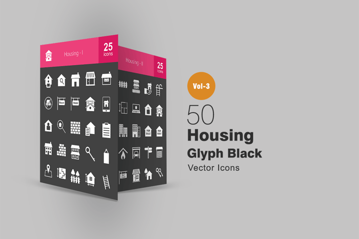50 Housing Glyph Inverted Icons