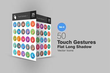 50 Touch Gestures Flat Shadowed Icons