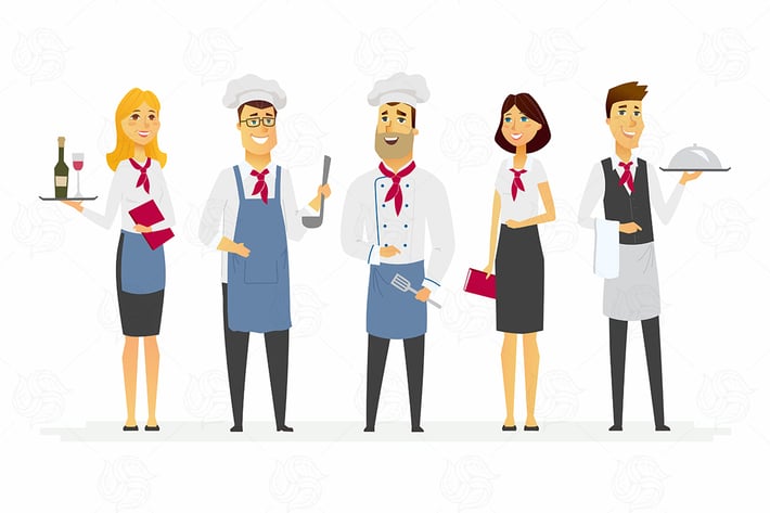 Restaurant staff - modern vector illustration
