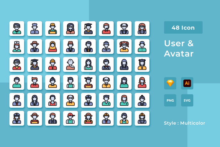 User & Avatar Multicolor Style Icon Pack