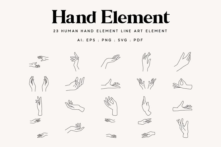 23 Hand line art Element - Illustration