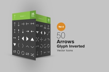 50 Arrows Glyph Inverted Icons