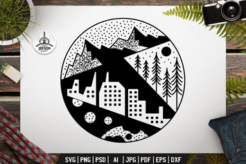 Camping Badge Design. Sacred Geometry Tattoo Art