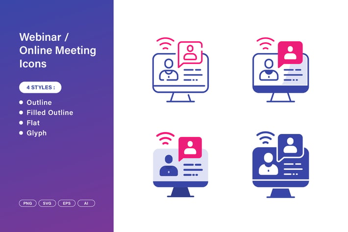 Webinar - Online Meeting Icons