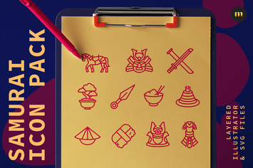 Samurai warrior icon pack