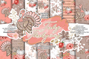 Turkey Thanksgiving digital paper pack