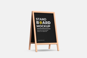 Wood Stand Board Mock-Up Template