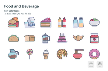 Food and Beverage soft color icons