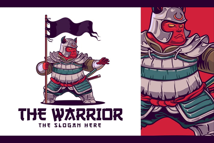 Japanese Warrior Character Mascot Logo