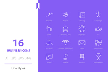 Business Marketing & Finance Line Icons