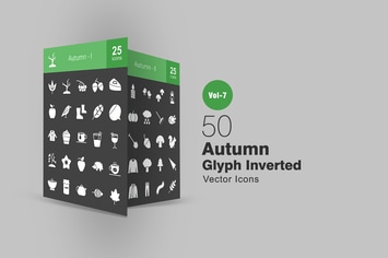 50 Autumn Glyph Inverted Icons