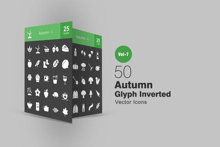 50 Autumn Glyph Inverted Icons