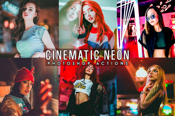Cinematic Neon Portrait Photoshop Actions