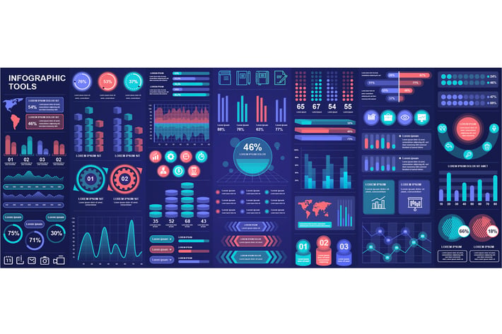 Dark Infographics Vector Design Template
