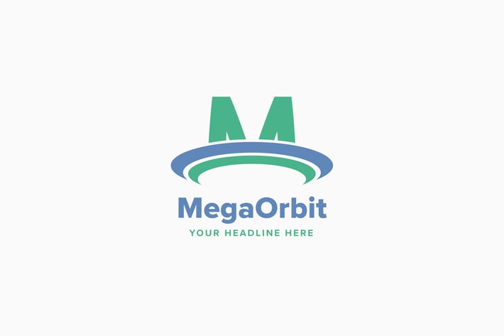 Mega Orbit M Letter Logo Template