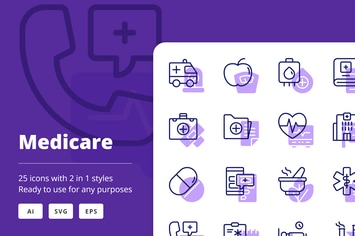 Medicare Icons (Line and Solid)