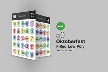 50 Oktoberfest Filled Low Poly Icons