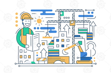 Construction Site - line design composition