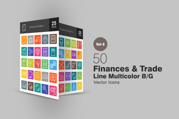 50 Finances & Trade Line Multicolor Icons