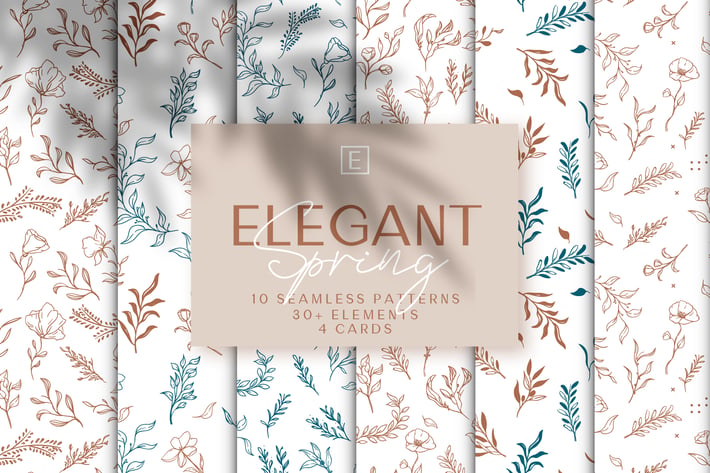 Elegant Spring Flowers & Leaves