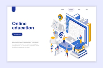 Online Education Isometric Landing Page