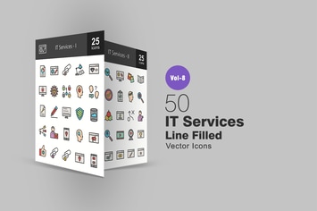 50 IT Services Line Filled Icons