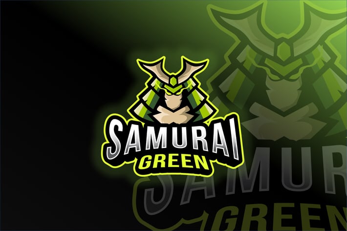 Samurai Green Esport Logo Template