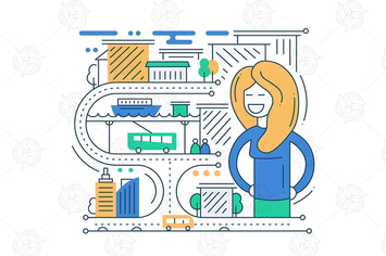 City Life - line design composition