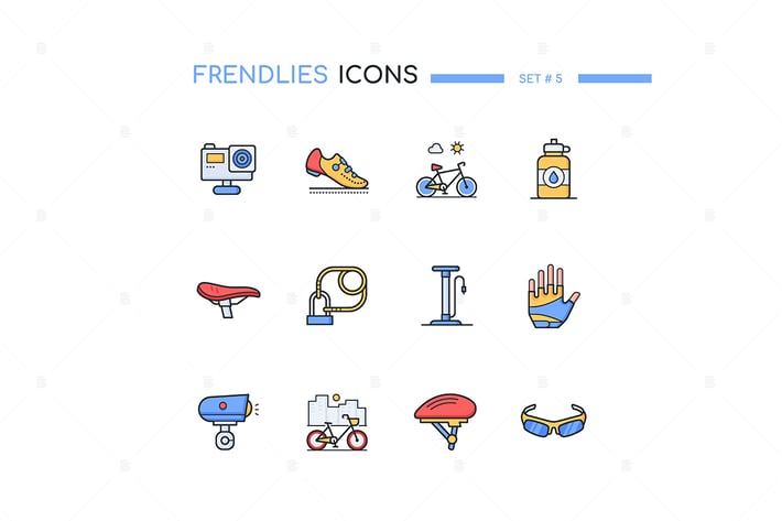 Cycling - modern line design style icons set