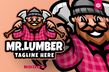 Lumberjack Cartoon Mascot Logo