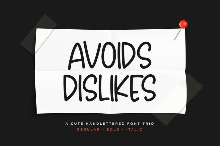 Avoids Dislikes - 3 Handwritten Font