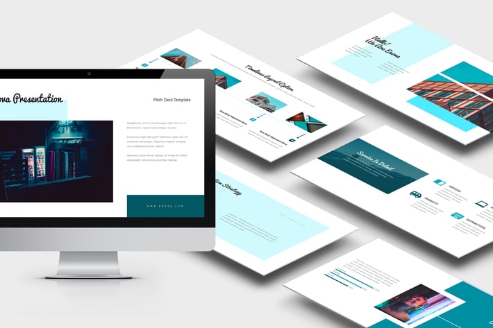Enova : Cyan Color Tone Pitch Deck Keynote