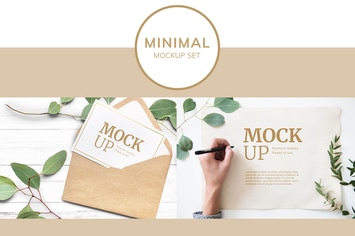 Paper and Leaves Mockup