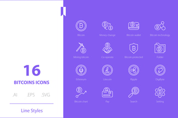 Bitcoin  Icon Line Styles