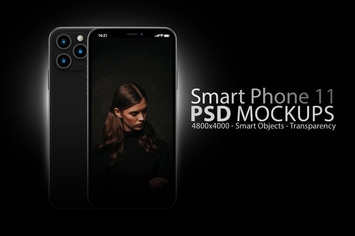 iPhone 11 Pro PSD Mockups in Black