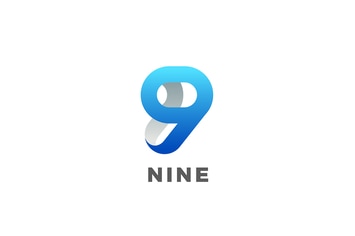 Number 9 Nine design 3D Ribbon style