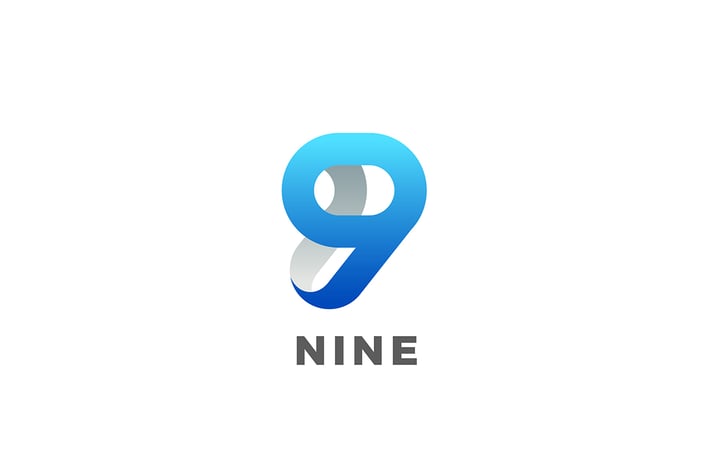 Number 9 Nine design 3D Ribbon style
