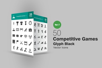 50 Competitive Games Glyph Icons