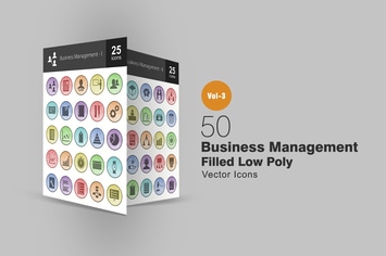50 Business Management Filled Low Poly Icons
